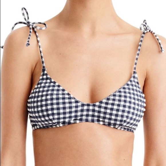 J. Crew Other - NWT J Crew Gingham Shoulder Tie French Bikini Top